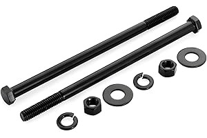 MELLEWELL 3/8-16 x 7 Hex Head Screws Bolts, Nuts, Flat & Lock Washers, Partially Threaded, Stainless Steel 18-8, Black Finish, 4 Sets