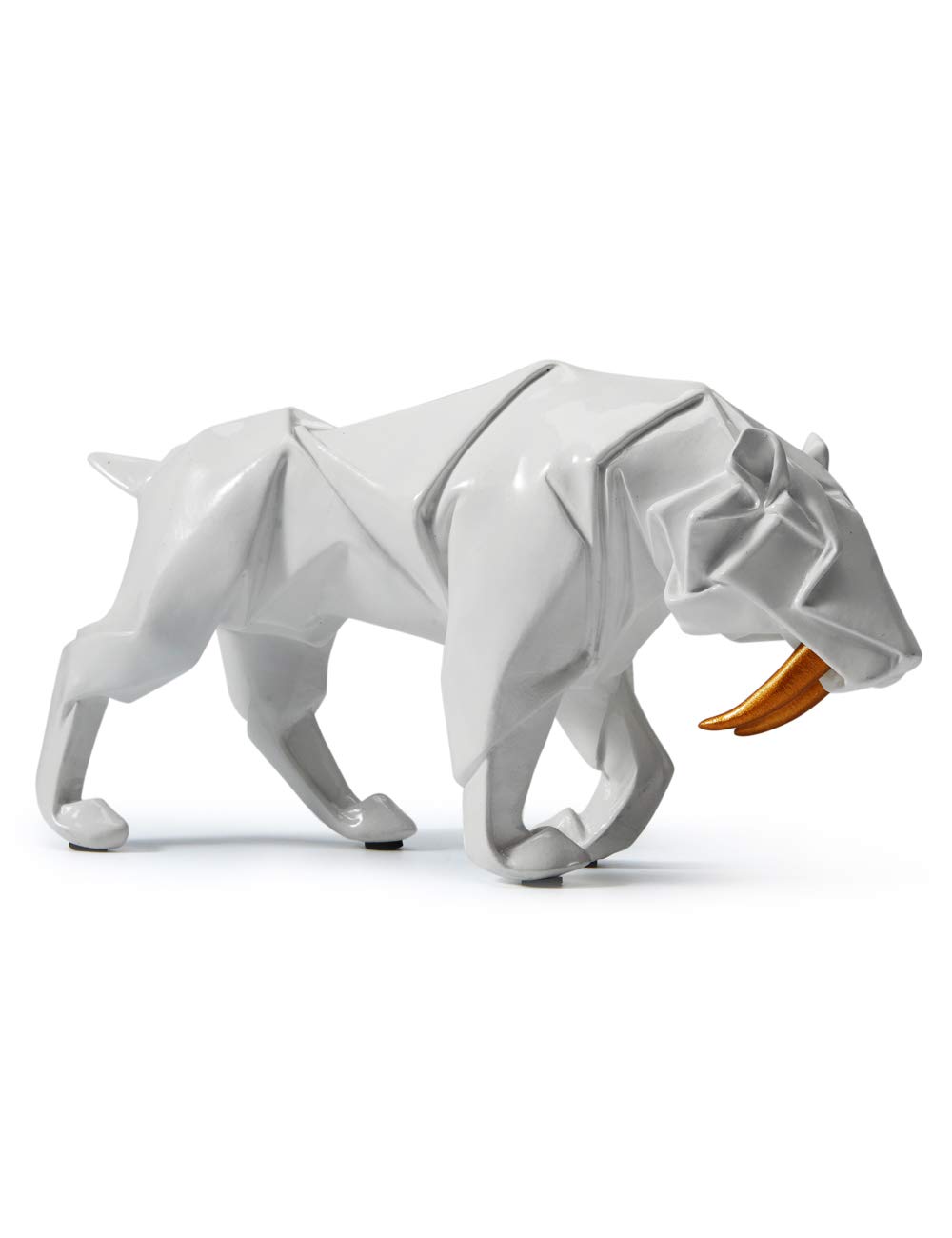 Amoy-Art Dinosaur Arts Statue Modern Sculpture Figurine Animal Gifts Home Decor Leopard Crafts Polyresin Ornament White 24cm