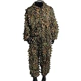 OUTERDO Camo Suits Ghillie Suits 3D Leaves Woodland Camouflage Clothing Army Sniper Military Clothes and Pants for Jungle Hunting, Shooting, Airsoft, Wildlife Photography, Halloween