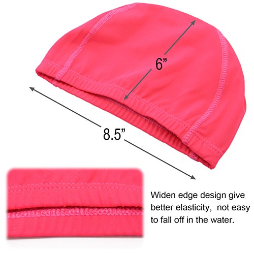Quality Yes 2PCS Hot Pink Color Superior Cloth Fabric Bathing Cap Swimming Cap