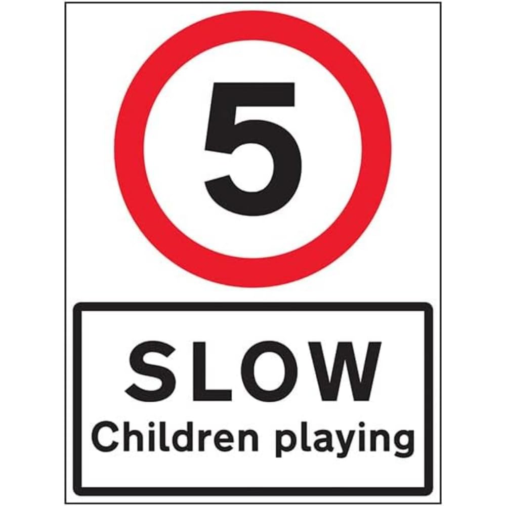V Safety 5 MPH Children Playing - 600x800mm 3mm Aluminium Composite Safety Sign