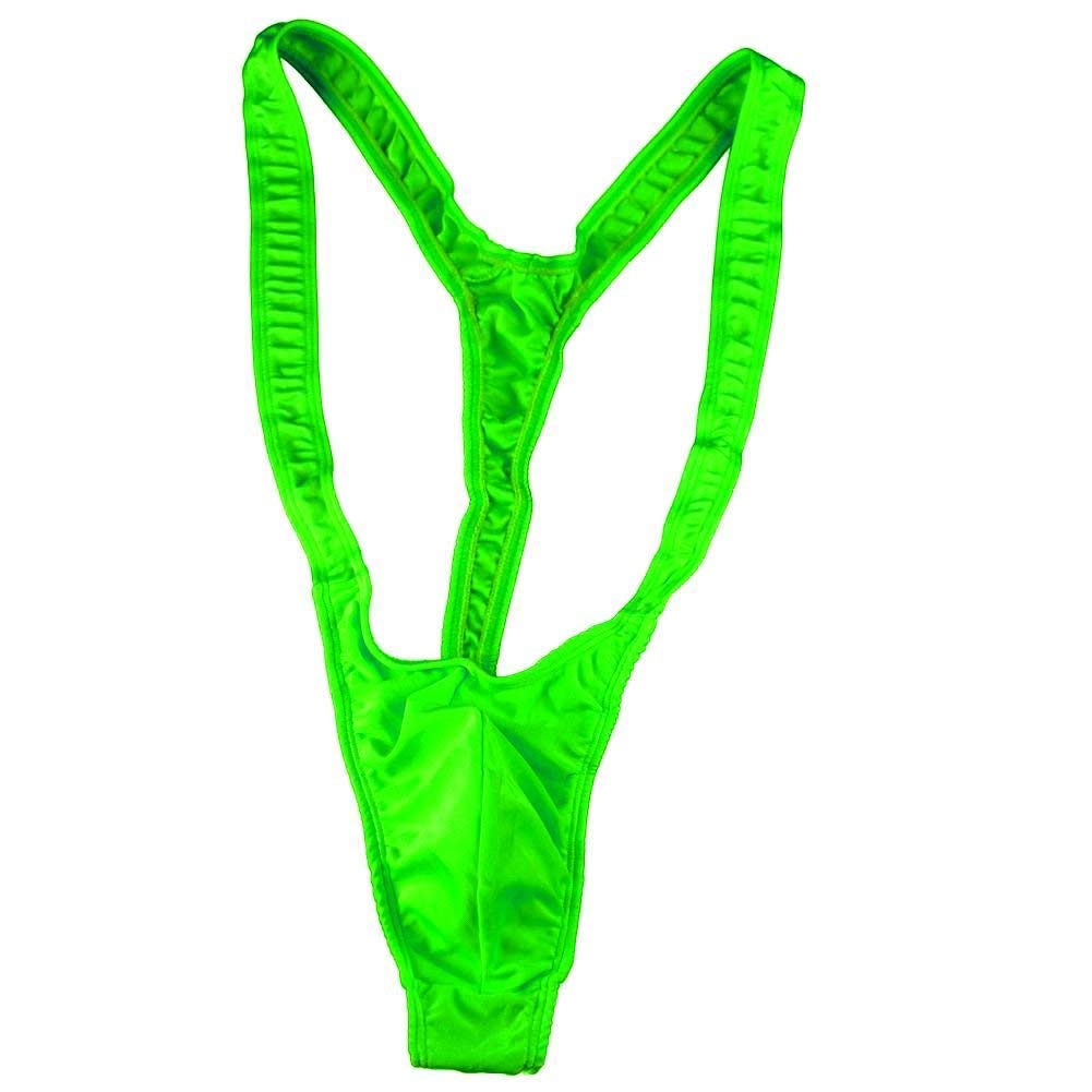 Creamlin Adjustable Men's Borat Style V Sling Stretch Sexy Underwear Suspender Bodysuit Strap Thongs Bodysuit (Green)