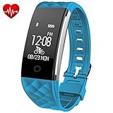 Fitness Tracker,Juboury Heart Rate Activity Tracker Touch Screen Wearable Pedometer Bluetooth Smart Wristand with Sleep Monitor,Steps Counter,Calories Track for Android and IOS Smart Phones (Skyblue)