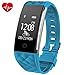 Fitness Tracker,Juboury Heart Rate Activity Tracker Touch Screen Wearable Pedometer Bluetooth Smart Wristand with Sleep Monitor,Steps Counter,Calories Track for Android and IOS Smart Phones (Skyblue)