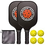 Amazin' Aces Pickleball Paddle Set | Pickleball Set Includes Two Graphite Pickleball Paddles + Four Balls + One Mesh Carry Bag | Premium Rackets Graphite Face & Polymer Honeycomb Core