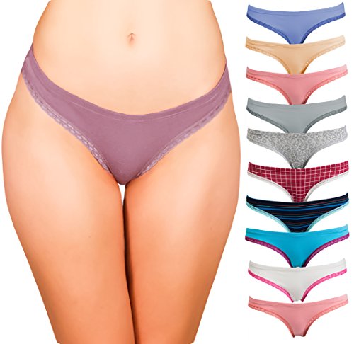 Emprella Womens Bikini Underwear (10-Pack) Seamless Breathable Cotton Panties