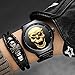 Creative 3D Skull Men's Watch Cool Stainless Steel Big Dial Vintage Boy Quartz Military Wristwatch (Gold 3D Skull)