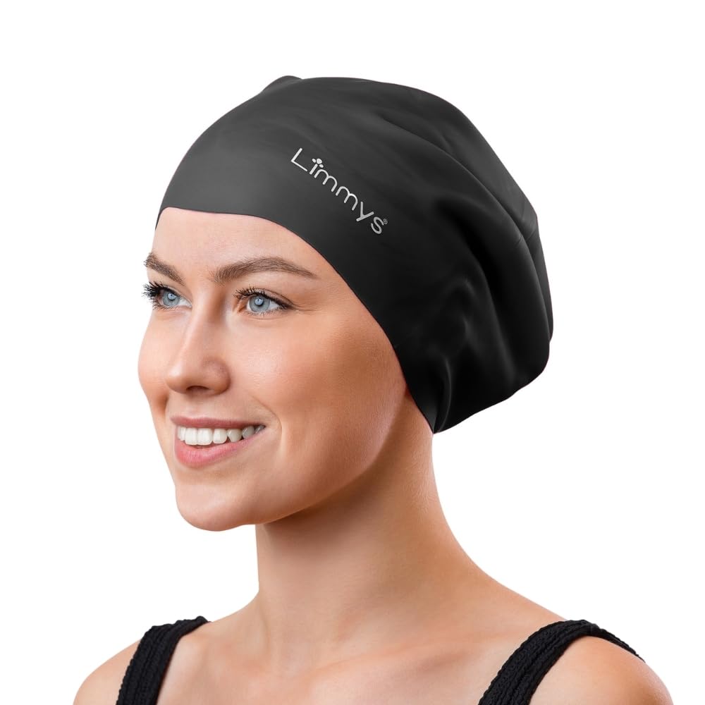 Limmys Long Hair Swim Cap for Women & Men – Extra Space Stretch Latex-Free Silicone Swimming Cap for Thick, Curly & Long Hair – Comfortable No-Headache Fit, Non-Slip, Chlorine-Resistant, Easy On/Off