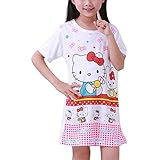 Hello Kitty Girls Nightgown Home Dress Cute Sleepwear Cotton Sleep Shirt