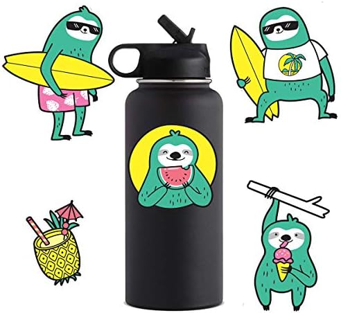 Funny Sloth Laptop Stickers[5PCS] - Vinyl Summer Sticker for Water Bottles Hydro Flask iPhone iPad MacBook Computer Guitar Bike Bumper Skateboard Luggage Motorcycle, Best Gift for for Teens Girls Kids