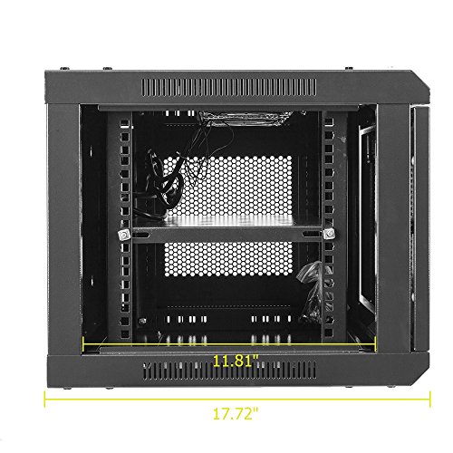 Z ZTDM Server 19 Inch Rack 9U Enclosure, Date Network Lockable Secure Cabinet with Shelf and Two Cooling Fans Fully Assembled Vented Door