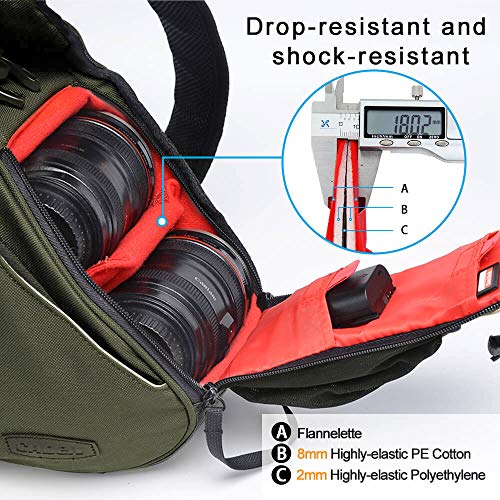 CADeN Camera Bag Crossbody Bag, Compact Camera Sling Case with Rain Cover and Tripod Holder