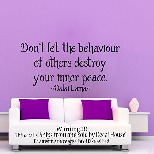 Wall Decals Dalai Lama Quote Don't Let the Behaviour of Others Destroy Your Inner Peace Home Interior Design Vinyl Sticker Art Mural Bedroom Decal Living Room Decor KT148