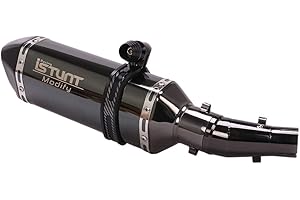 ISTUNT Motorcycle Slip on Half Exhaust System Muffler Pipe for Ninja 300 Z250 Z300 2013-2017 Ninja 250R 2008-2017 Full Gossy Black