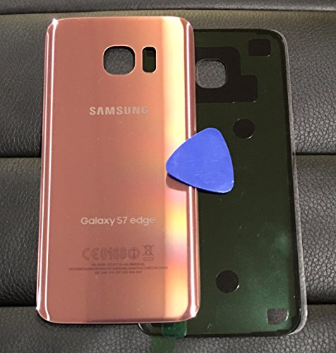 (md0410) Galaxy S7 EDGE Pink Rose Gold Rear Back Glass Lens Battery Door Housing Cover + Adhesive Replacement For G935 G935F G935A G935V G935P G935T with adhesive and opening tool