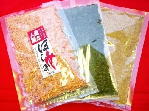 More delicious Sanriku shrimp Dried okonomiyaki, yakisoba at three points set Ami 40g + Ulva powder 20g + Kezuribushi 100g