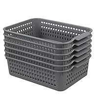 Ggbin 6 Pack Plastic Baskets Organizer, Shelf Basket(Gray)