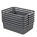 Ggbin 6 Pack Plastic Storage Baskets, Desktop Organizer Basket Bin, Grey Shelf Storage Basket