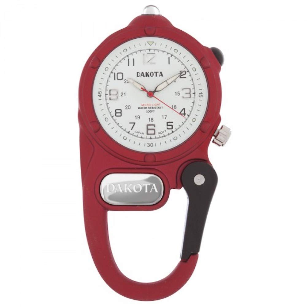 Dakota Watch Company Watch Mini Clip with Microlight, Red/Antique Gold