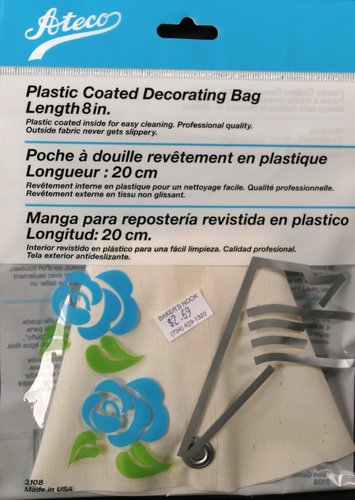 Ateco 3108 Plastic Coated Canvas Decorating Bag, 8-Inch, Reusable, Made in USA