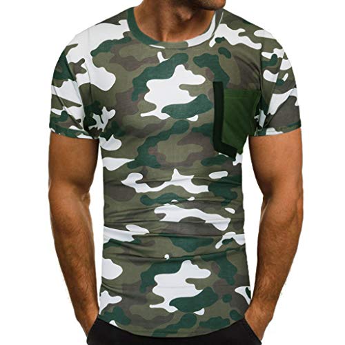Men's New Summer Casual Camouflage Printing Elastic Short Sleeve T-Shirt Tops