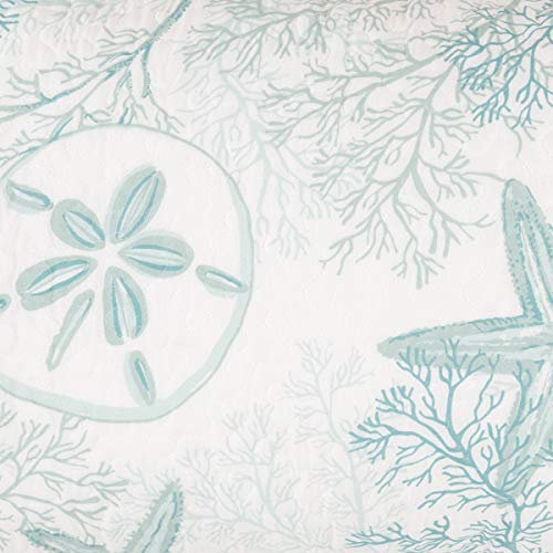 C&F Home Ocean Treasures Coastal Blue Starfish Sand Dollar Coral Beach House Condo Queen 3 Piece Reversible Quilt…