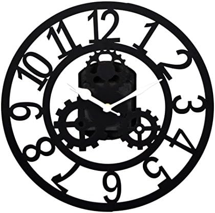 Cloacker Wooden Machine Wall Clock (25 cm x 25 cm x 3 cm, Black)