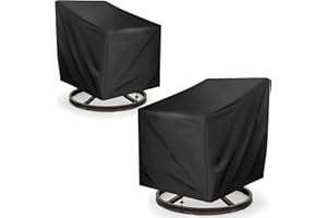 Takytao Outdoor Chair Covers Waterproof 30" W x 33" D x 34" H, Patio Chair Covers for Outdoor Furniture, Rocking Chair Cover for Lounge Deep Seat, Rain Snow Dust Wind-Proof, 2 Pack, Black