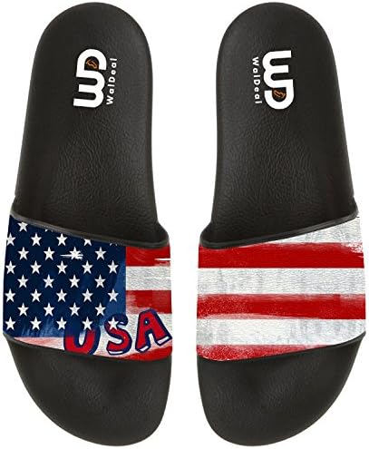American Flag Print Summer Slide Slippers for Boy Girl Men Women Indoor Outdoor Beach Casual Sandal Shoes