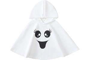 Cevoerf Toddler Baby Boys Girls Halloween Costume White Ghost Face Cloak Cape Party Cosplay Robe Ghost Costume