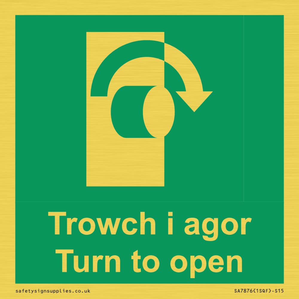 Trowch i agor Turn to open Sign - 150x150mm - S15
