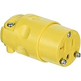 Leviton Connector, 20 Amp, 125 Volt, 2-Pole, 3-Wire, Straight Blade, Commercial Grade, 520CV, Yellow
