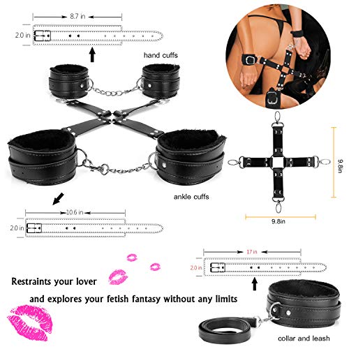 4 Restraints+Bondage+Beginners+Flogger+Blindfold