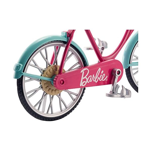 Barbie-Fahrrad, Fahrrad mit Blumenkorb, bewegliche Räder, rosa Fahrrad Puppe, Puppe, Geschenk für Kinder, Spielzeug ab 3 Jahre,DVX55 – Bild 5