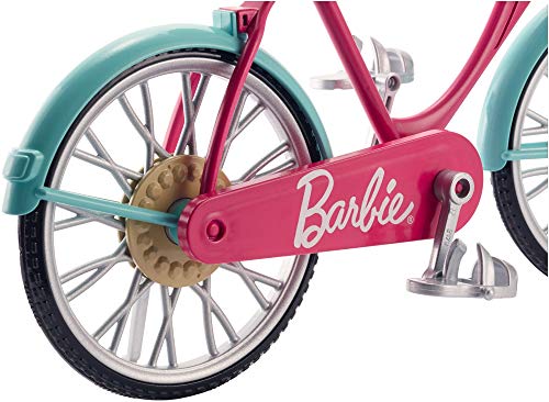 Barbie-Fahrrad, Fahrrad mit Blumenkorb, bewegliche Räder, rosa Fahrrad Puppe, Puppe, Geschenk für Kinder, Spielzeug ab 3 Jahre,DVX55 – Bild 5