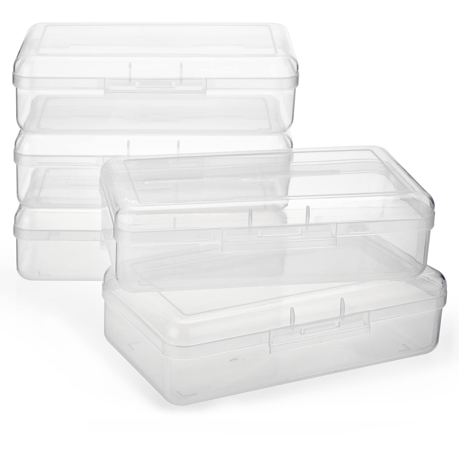 BSTKEY 5 Pack Plastic Pencil Box Holder Pencil Case, Home Office Utility Storage Box Cubby Bin Organizer Case for Stationery, Clear