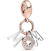 BEEUVIP Mom Letters Dangle Charm 925 Sterling Silver Bead for Charm Bracelets and Necklaces, Birthday Mothers Day Jewelry Gifts Women