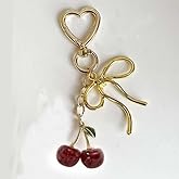 VINWO Mini Cherry Bag Charm, Cute Cherry Keychain Accessories for Women, Purse Charms for Handbags Tote bags Key Chains