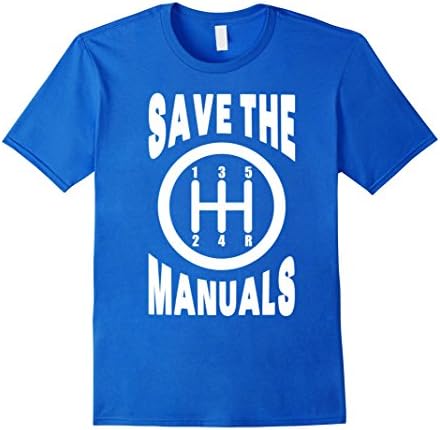 Mens Save The Manuals Car Guy T-Shirt Large Royal Blue
