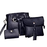 Crossbody Four Set Leather,Clearance! AgrinTol Women Women Fashion Handbag Shoulder Bags Tote Bag Wallet (Black)