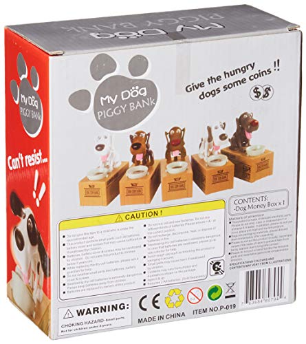 OLIA DESIGN My Dog Piggy Bank - Robotic Coin Munching Toy Money Box, Brown