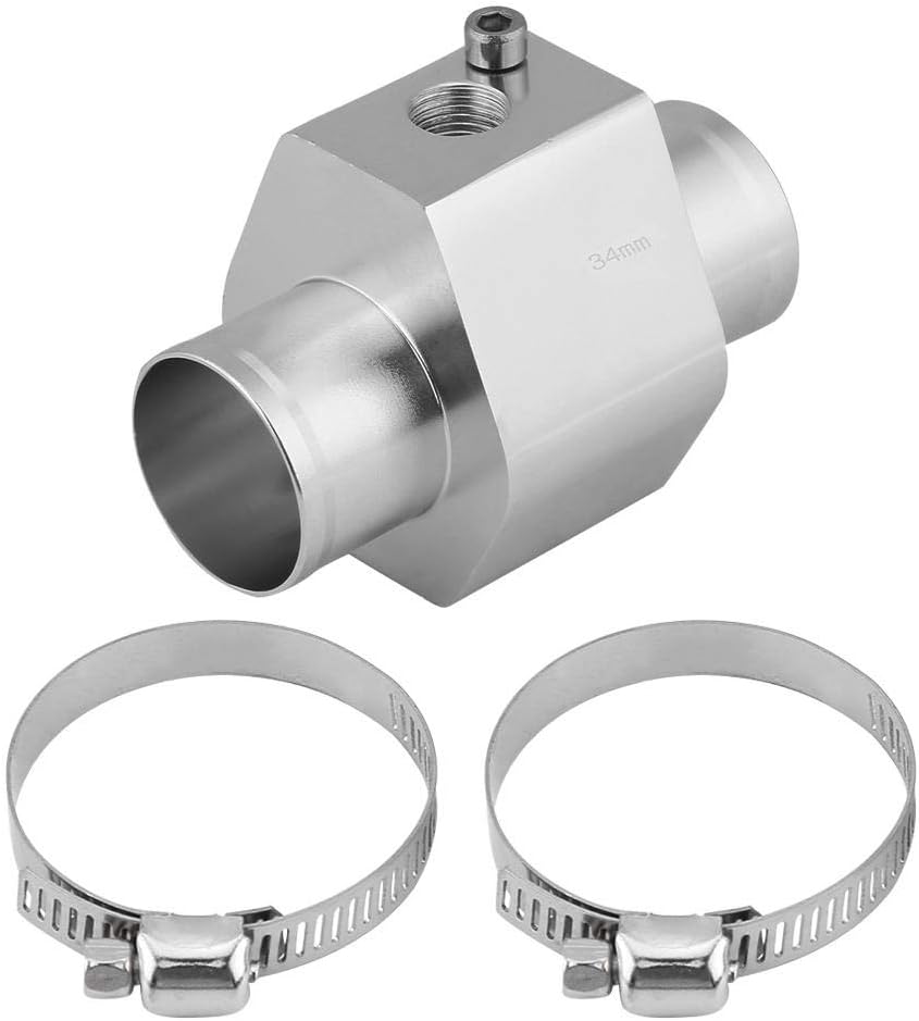 Ejoyous Aluminum Water Temperature Temp Sensor Gauge Joint Pipe Radiator Hose Adapter(34MM)