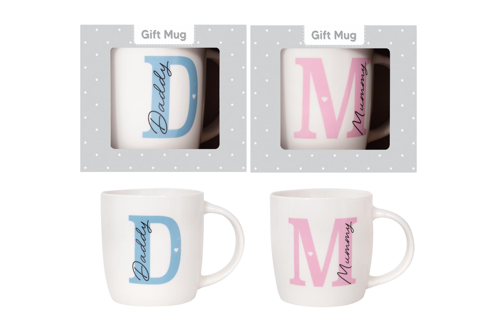 New OM Supplies Parents Set of 2 Mummy and Daddy Mugs - Gifts for Mum and Dad - Christmas Includes Decision Coin for Parents (Design 1)