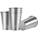 5 Pack 12oz Stainless Steel Pint Cups,Eco-Friendly BPA-Free,Unbreakable, Stackable,Metal Drinking Cups,Beering Cups,Juice Cups.Perfect for Travel, Outdoor, Camping and Everyday Use Indoors.