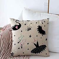 Throw Pillows Cover 16 x 16 Inches Pattern Bow Textures Ballet Cute Dance Mask Dress Girl Shooting Happy Star Spot Tutu Slippers Girlish Cushion Case Cotton Linen for Fall Home Decor