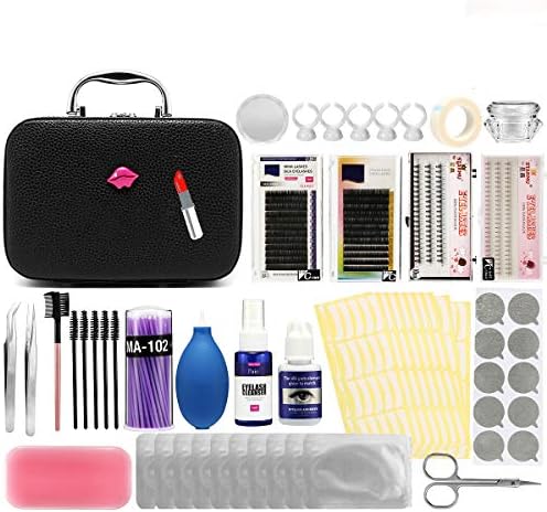 19pcs Eyelash Extension Kits,Professional Mannequin Head Training Eyelashes Extensions Practice Cosmetology Esthetician Supplies with Eye Lashes Glue Tweezers Tools sets (22pcs xin)