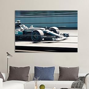 Canvas Wall Art Sports Theme - Racing Car at High Speed - Giclee Print Gallery Wrap Modern Home Art Ready to Hang - 12x18 inches