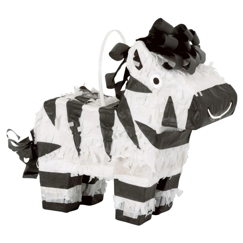 Adorable Mini Zebra Pinata Favor Decoration (17cm x 17cm) - White & Black Stripes Design - Perfect for Kids' Parties & Celebrations - 1 Pc