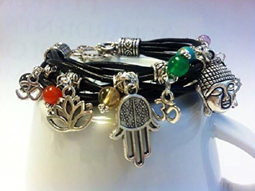 7 Chakra Leather Charm Bracelet 7 Chakra Bracelet Balancing 7 Chakra Bracelet Chakra Leather Gemstone Bracelet 7Chakra Charm Bracelet Chakra