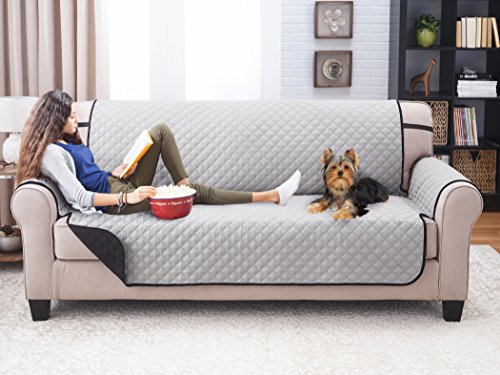 Deluxe Reversible Extra Wide Sofa Furniture Protector, Black/Grey